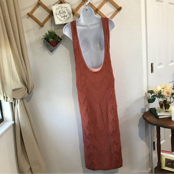 Anthropologie Callahan Cableknit Peach Sweater Dress Tank Sz S-P - Picture 5 of 10